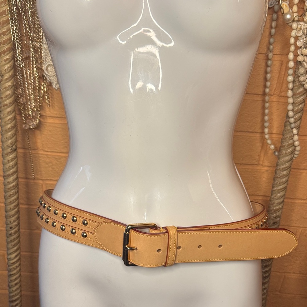 Studded Tan-creme’ Leather Belt